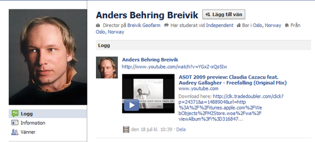 Anders Behring Breivik Facebook Profil